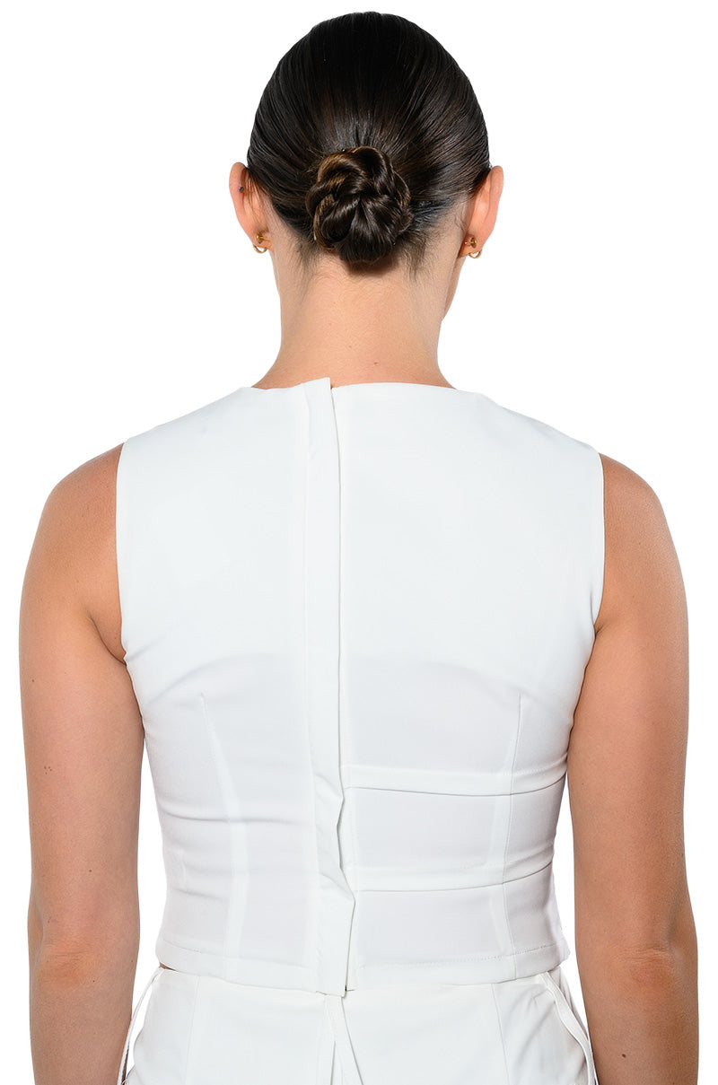 ALWAYS ON FAUX LEATHER CONTRAST TANK TOP