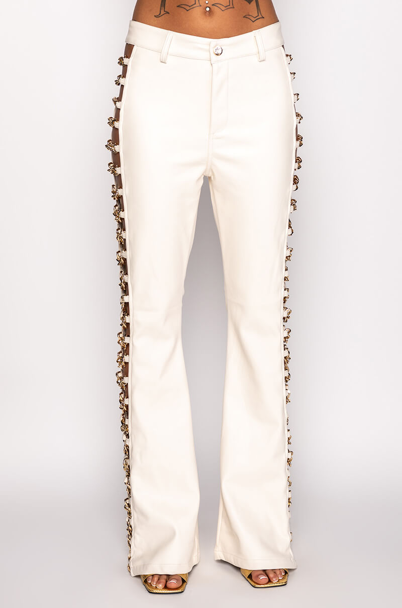 AMMO X AKIRA FAUX LEATHER SIDE CHAIN PANT