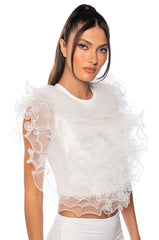ANGEL FROM ABOVE SLEEVELESS RUFFLE TOP
