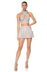 AURORA RHINSTONE SHINE HALTER TOP