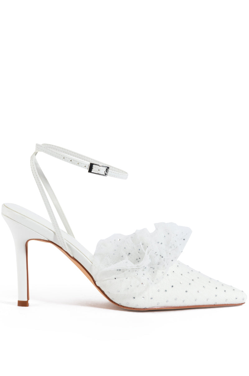 AZALEA WANG HAWAII EMBELLISHED TULLE PUMP IN WHITE