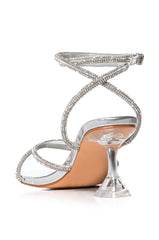 AZALEA WANG ADELLA SILVER NOVELTY HEEL SANDAL