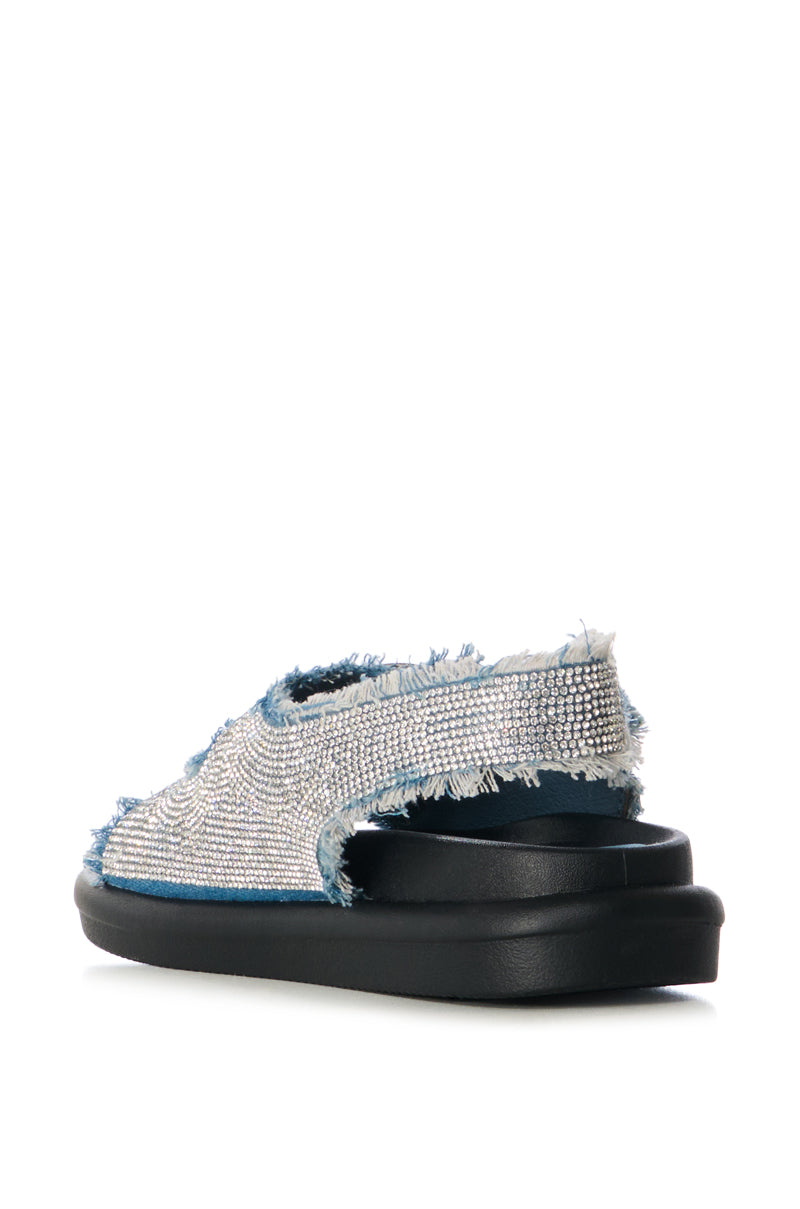 AZALEA WANG BASIA DENIM SILVER RHINESTONE SANDAL