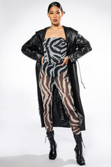 AZALEA WANG ASAP RIRI PU HOODED TRENCH COAT