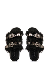 AZALEA WANG COLTER FAUX FUR SLIP ON SANDAL