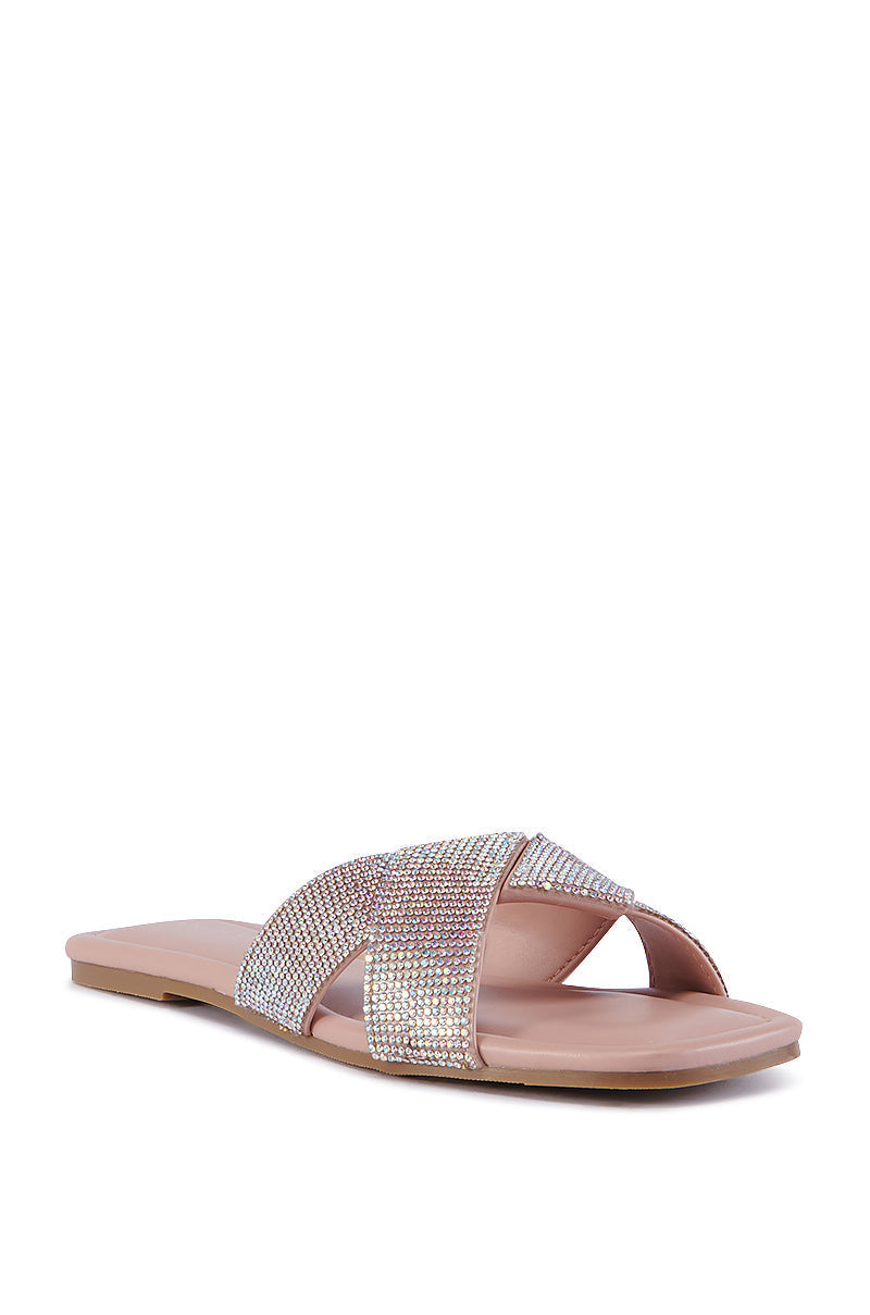 AZALEA WANG GOLDEN SEAL PINK FLAT SANDAL