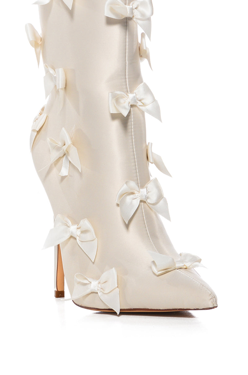 AZALEA WANG TAFFYTA CREAM BOW BOOT