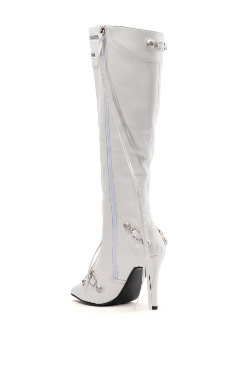 AZALEA WANG JUST FOR YOU STILETTO BOOT IN WHITE
