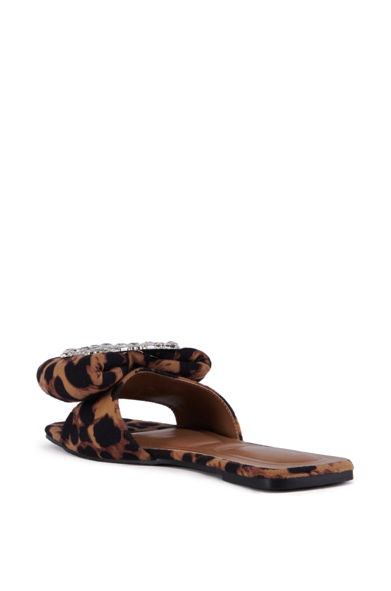 AZALEA WANG KESTRELL LEOPARD PRINT RHINESTONE BUCKLE SANDAL