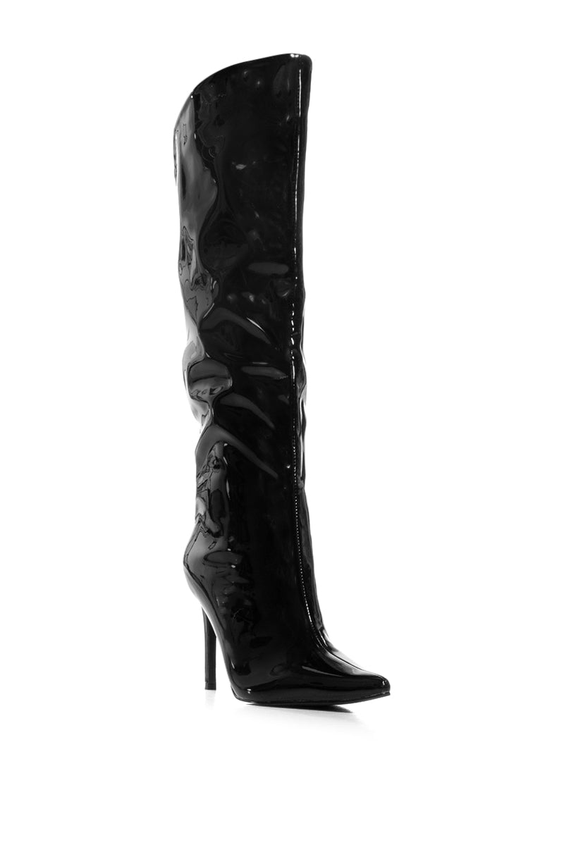 AZALEA WANG LAPPEN BLACK PATENT BOOT