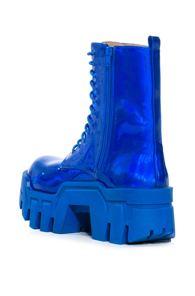 AZALEA WANG OLYMPIA BLUE CHUNKY BOOTIE