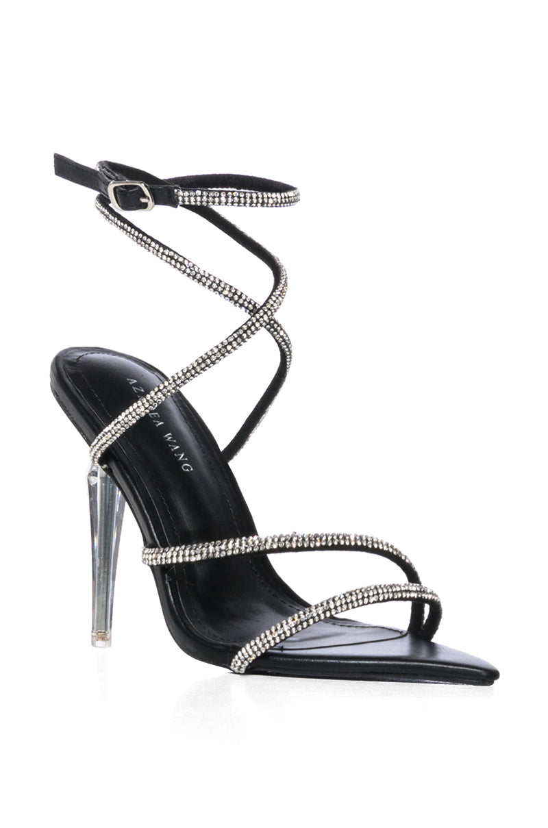 AZALEA WANG PASHA BLACK SANDAL WITH SILVER HEEL