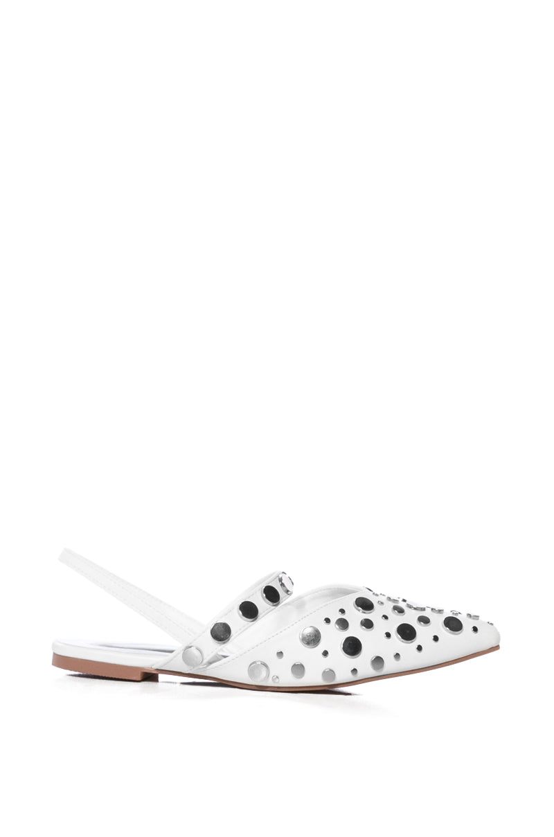 AZALEA WANG TESSIE WHITE SILVER EMBELLISHED FLAT