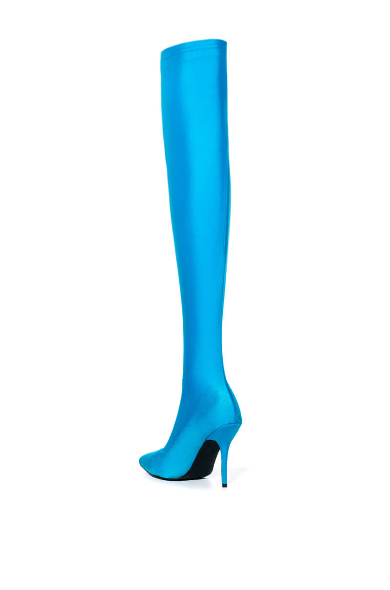 AZALEA WANG HEARTOUT THIGH HIGH STILETTO BOOT IN TURQUOISE