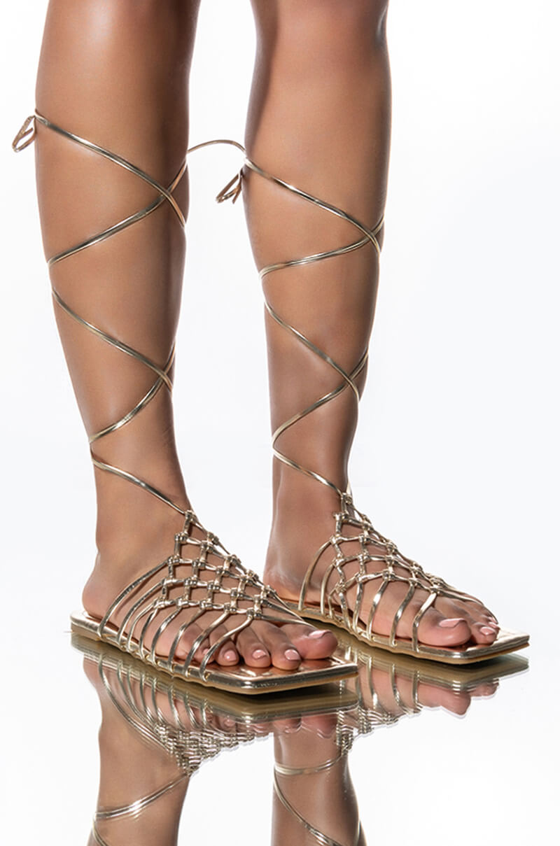 AZALEA WANG TAKE ME ON A VACATION FLAT SANDAL IN GOLD