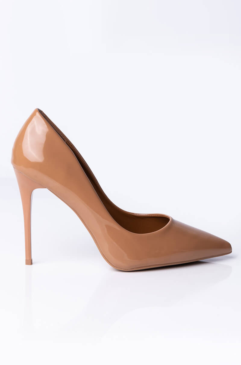 AZALEA WANG TAKE ME OUT STILETTO PUMP IN DARK NUDE
