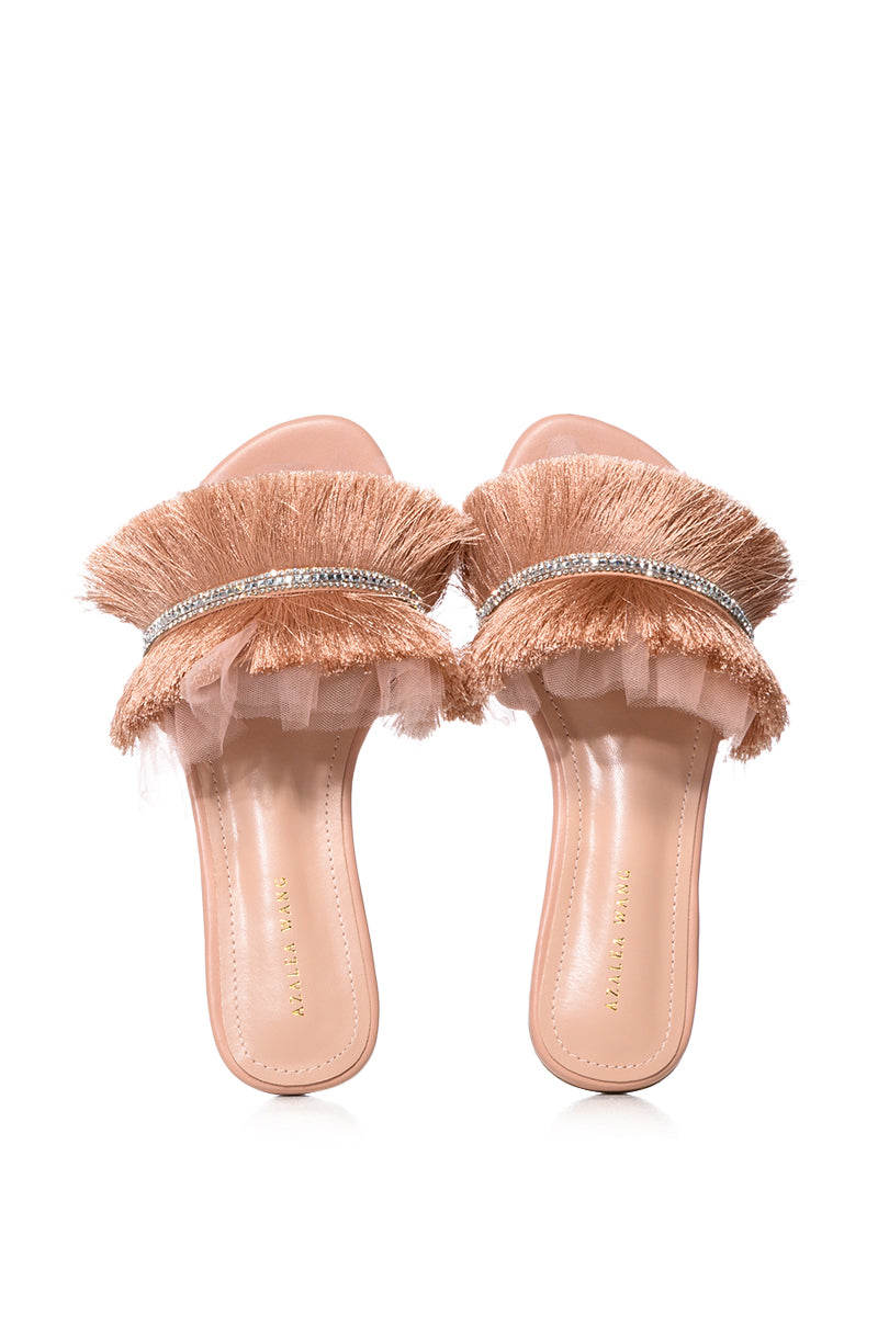 AZALEA WANG TILLE EMBELLISHED FLAT IN NUDE