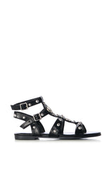 AZALEA WANG TREBLE BLACK SILVER EMBELLISHED SANDAL