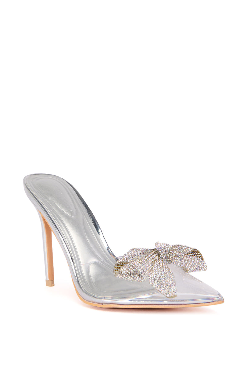 AZALEA WANG VIHAAN PVC PUMP WITH SILVER RHINESTONE BOW