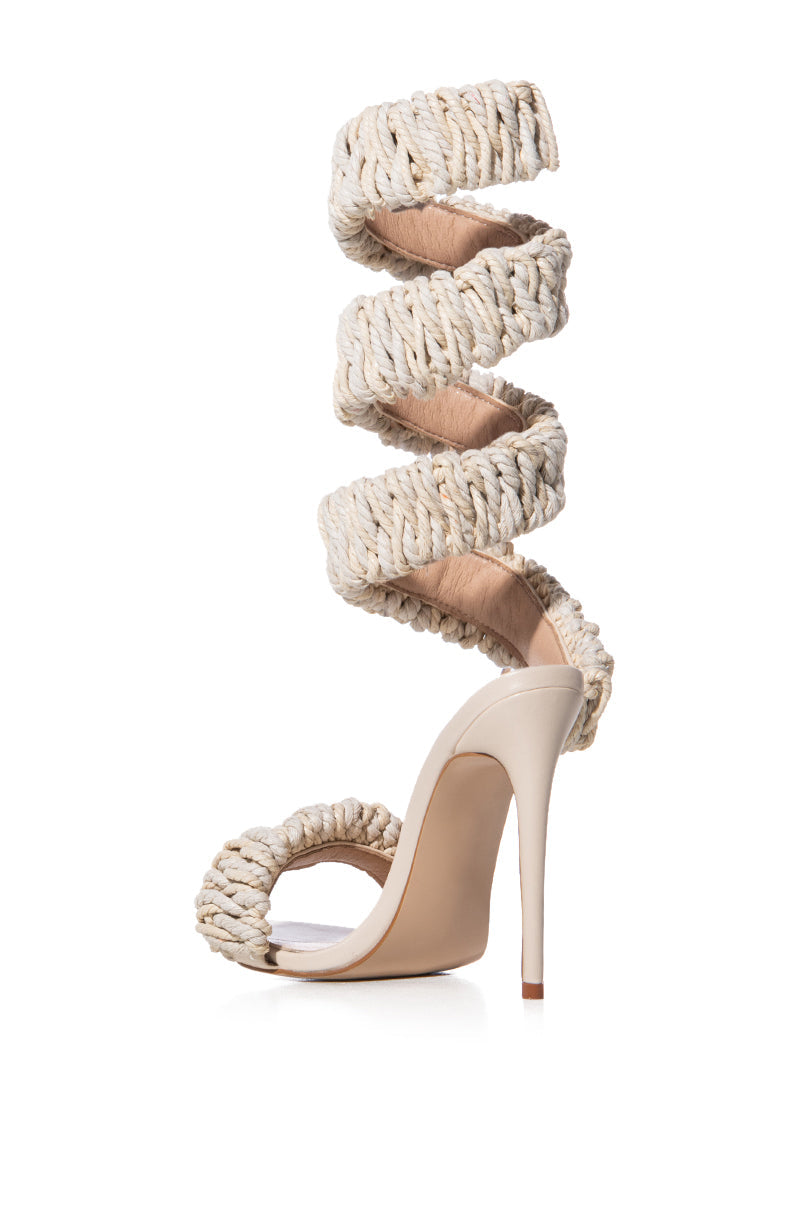 AZALEA WANG VINES ROPE DECOR WRAP UP SANDAL IN NUDE