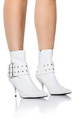 AZALEA WANG WHAT A FEELING BUCKLE BOOTIE IN WHITE