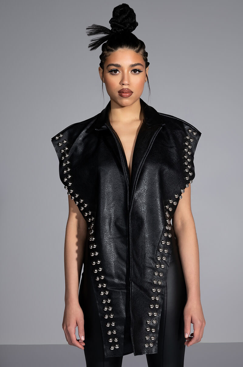 AZALEA WANG YOU ALREADY KNOW MOTO VEST WITH FRONT DRAPE
