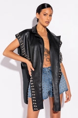 AZALEA WANG YOU ALREADY KNOW MOTO VEST WITH FRONT DRAPE
