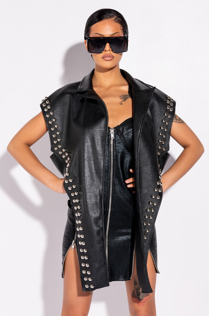 AZALEA WANG YOU ALREADY KNOW MOTO VEST WITH FRONT DRAPE