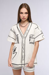 BACK IN THE GAME BUTTON DOWN SHORT SLEEVE SHIRT