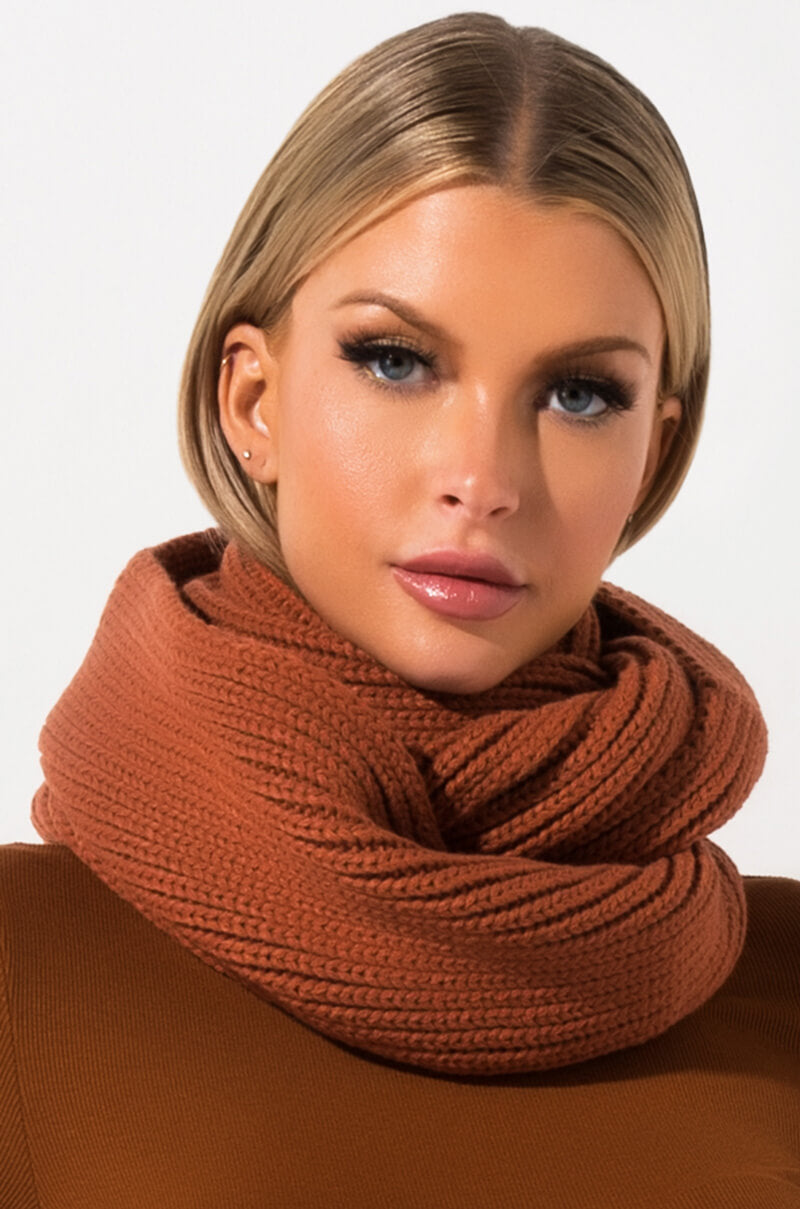 BAILEE KNIT MATCHING INFINITY SCARF HAZELNUT