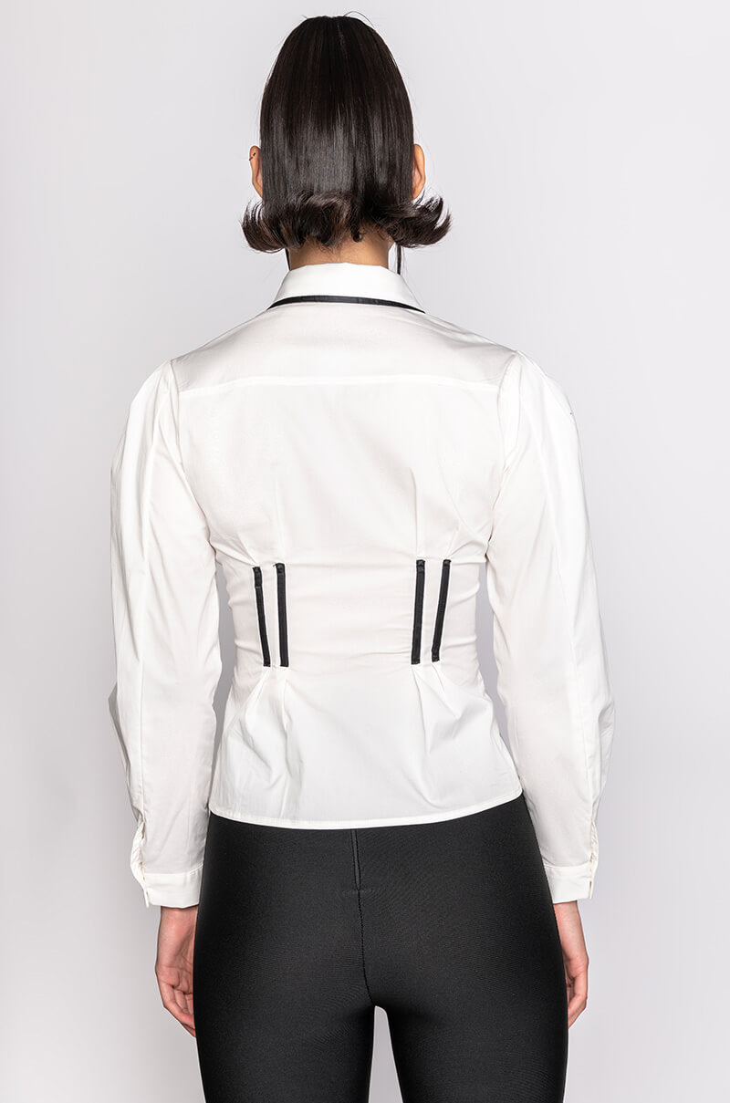 BARDOT CONTRAST TRIM BUTTON DOWN BLOUSE
