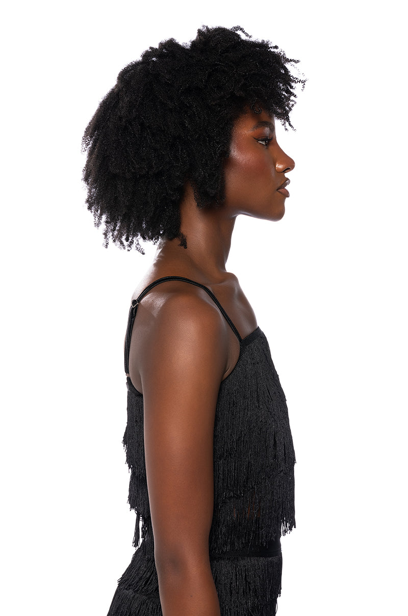 BEST EVER FRINGE TANK TOP IN BLACK