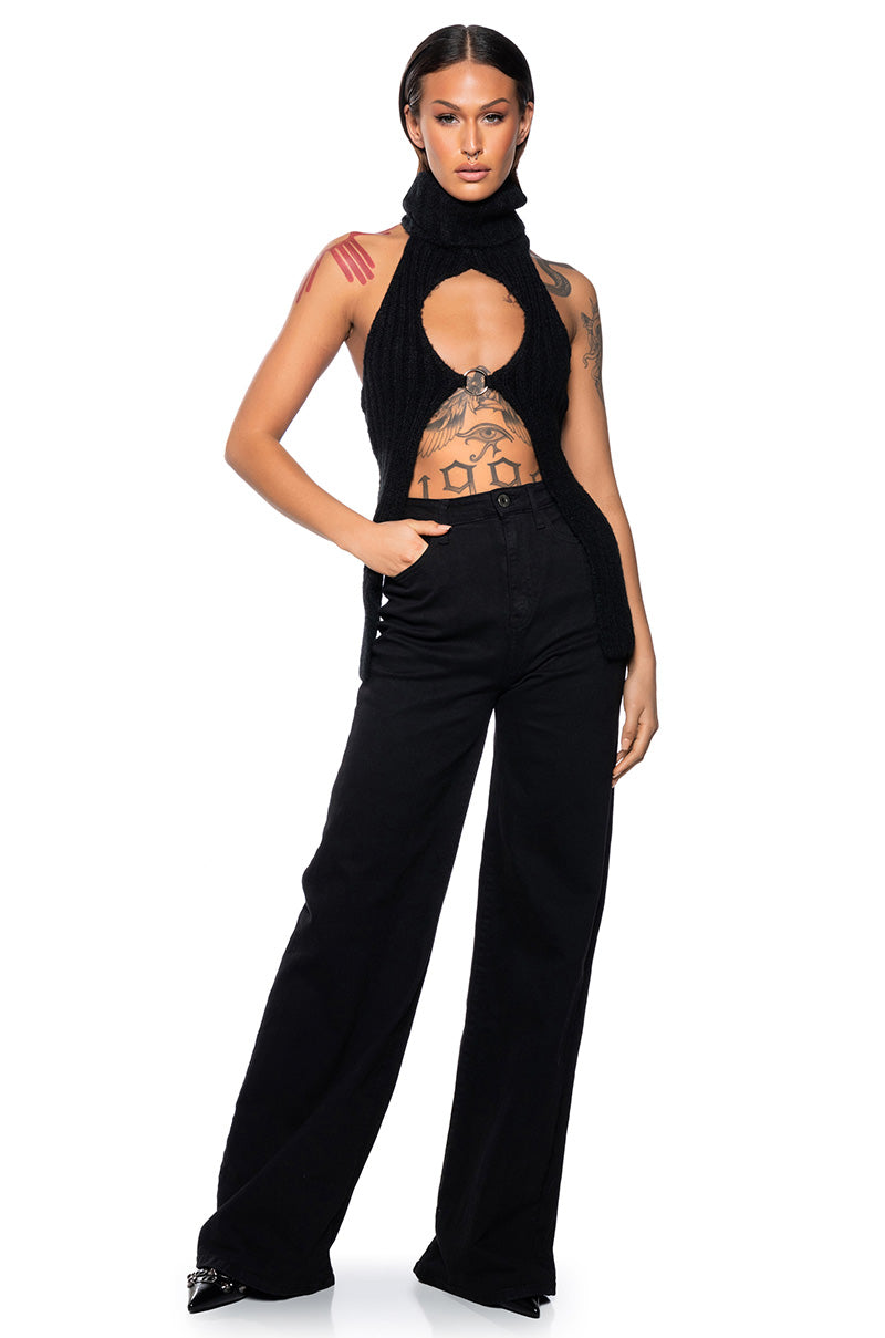 CALI DREAM WIDE LEG BLACK JEANS