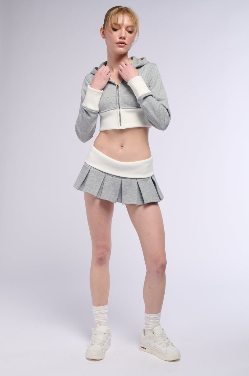 CALL ME MAYBE CROPPED ZIP UP SWEATSHIRT