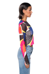CAREFUL WITH ME LONG SLEEVE MESH TEE