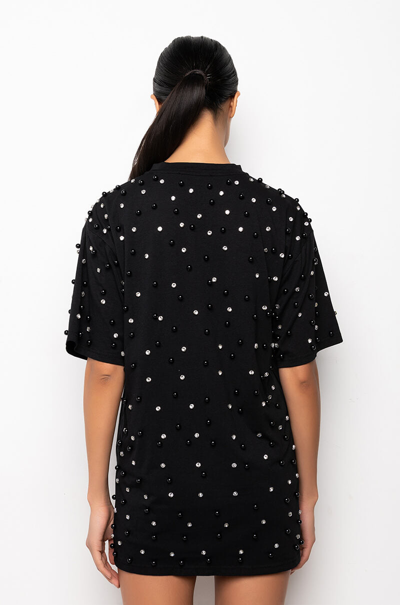 CECE EMBELLISHED OVERSIZED T SHIRT