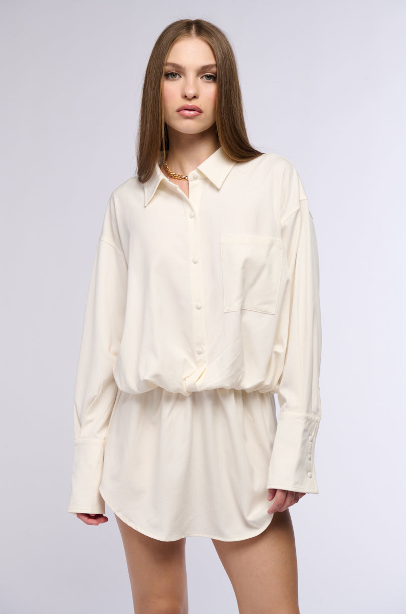 CHIC AF BUTTON DOWN SHIRT MINI DRESS