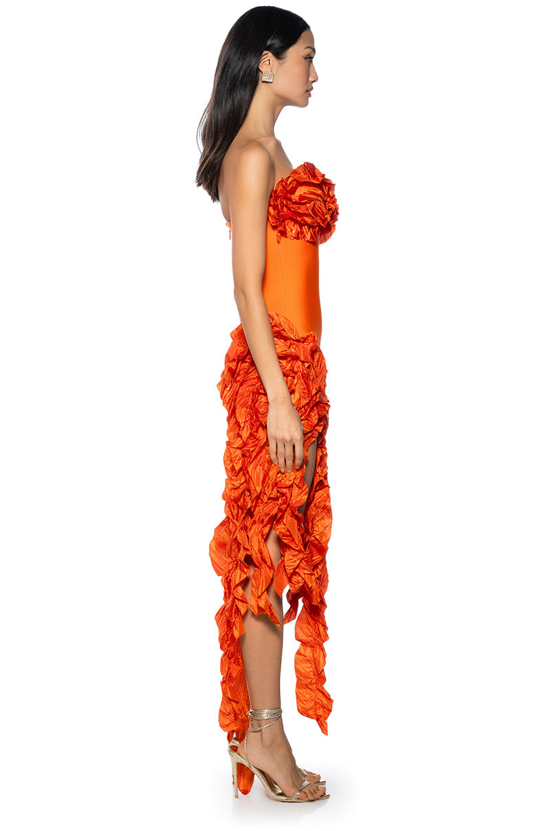 DONT STOP THE PARTY ASYMMETRICAL MIDI DRESS