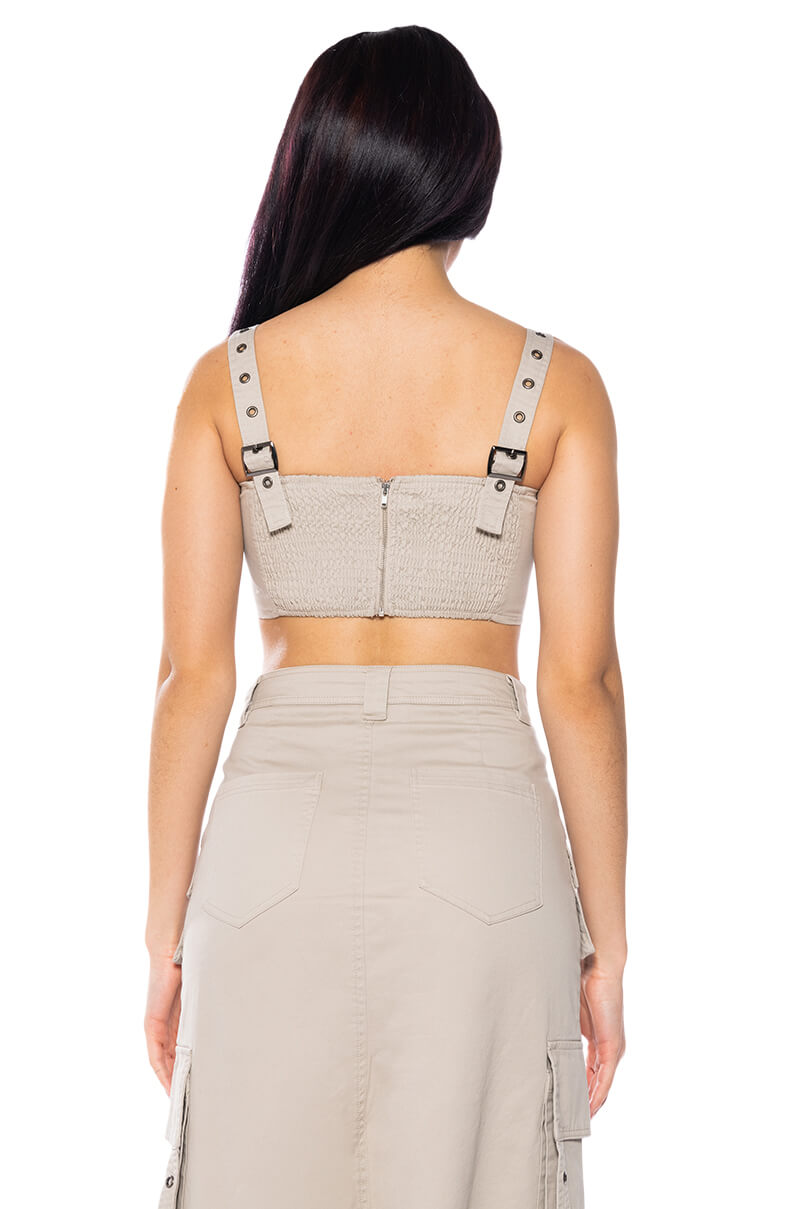 DOWN FOR ANYTHING CARGO CROP TOP