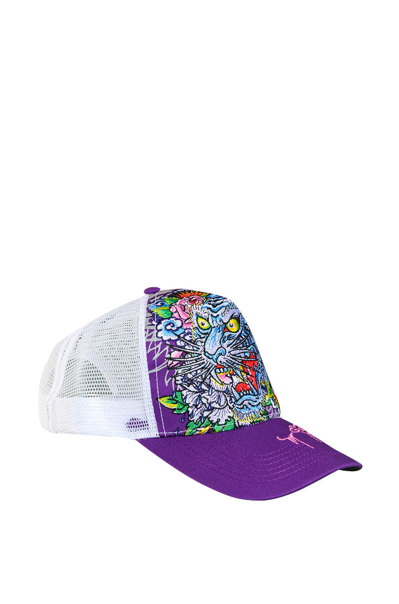 ED HARDY FLORAL TIGER TRUCKER HAT